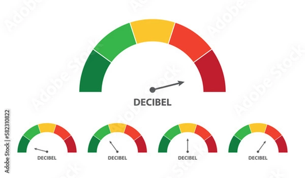 Obraz Five charts showing decibel level