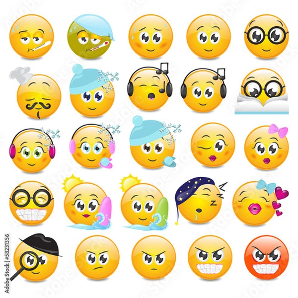 Obraz Smile Icons Set - Isolated On White Background