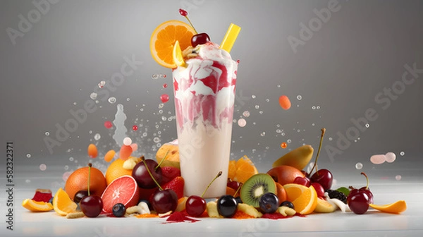 Obraz milkshake with fruits