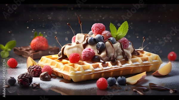 Obraz waffle with berries