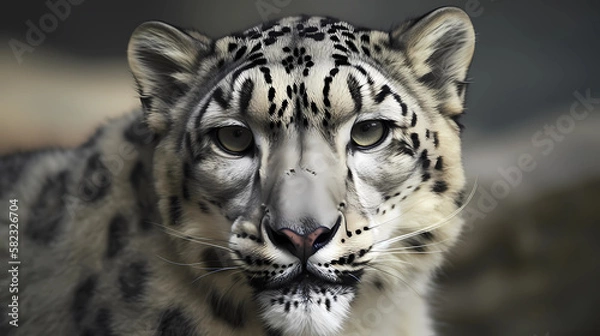 Fototapeta Snow leopard, wild cat, predator, generative AI.