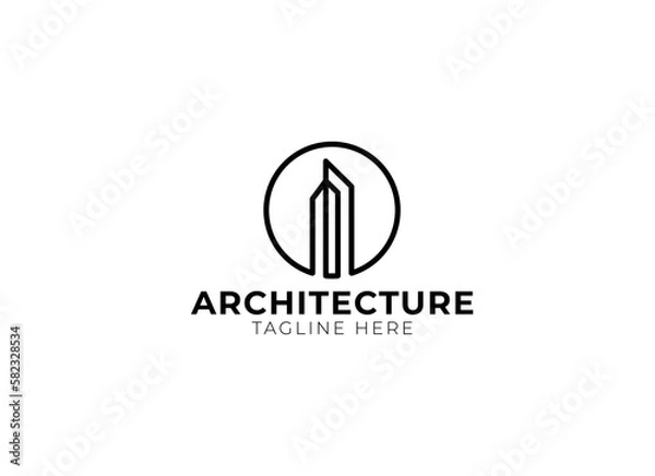 Fototapeta Minimalist Architecture, Building, Construction logo design template. 