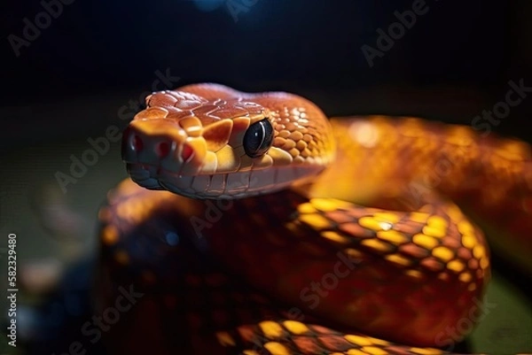 Fototapeta Vibrant Corn Snake Slithering Through Its Habitat, created with Generative AI technology