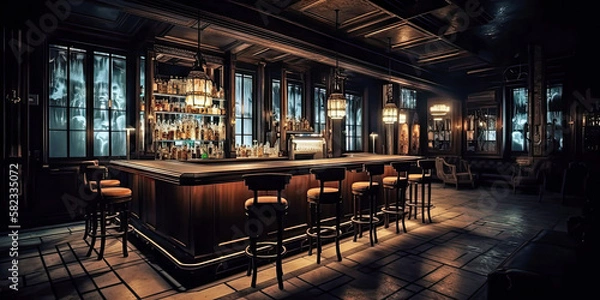 Fototapeta Popular Speakeasy Bar, Generative AI