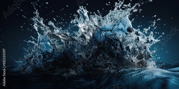 Fototapeta Water Splash Illustration, Generative AI