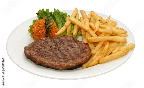 Obraz Fresh steak with potatoes and lettuce