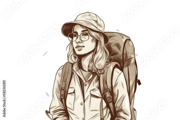 Fototapeta The Adventurous Soul: Sharp Focus Portrait of a Mountain Traveler