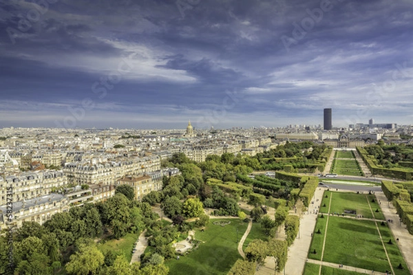 Fototapeta Aerial View on Champ de Mars and Invalides in Paris, France