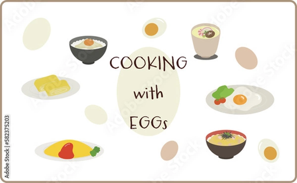 Fototapeta 卵を使った料理のイラストセット