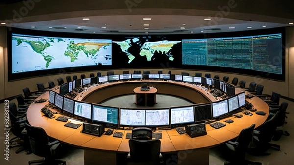 Fototapeta control center,Command center, multimedia, control room, war room