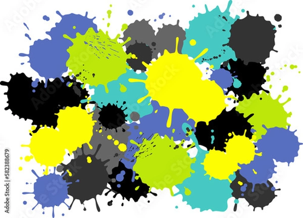 Fototapeta 飛び散るインクやペンキのカラフル素材_ベクターイラスト