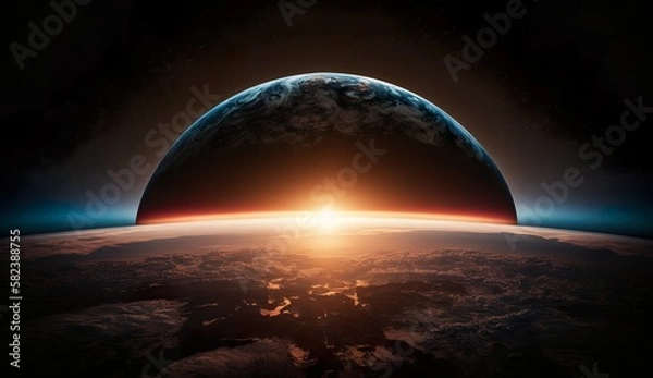 Obraz Stunning Space View Sunrise Over an Exoplanet