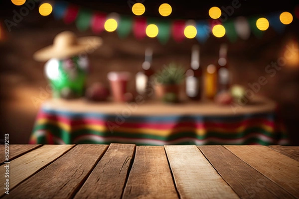 Fototapeta Cinco de Mayo table for mock up, Generative AI