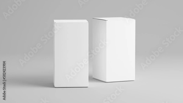 Fototapeta Pair of white packaging box - 3d rendering mock up.