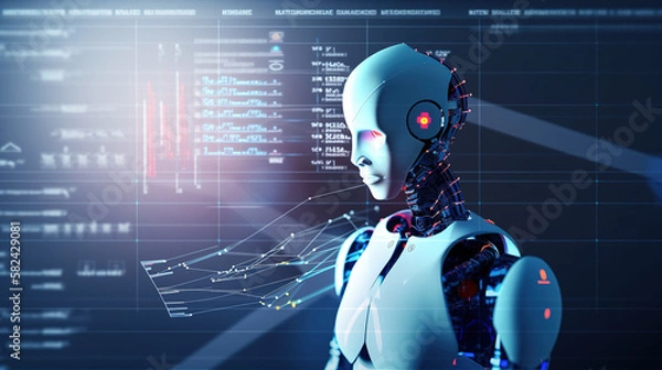 Fototapeta AI logical techniques for data analysis, data evaluation, and statistics. Science and artificial intelligence technology. innovation and futuristic. AI. Machine learning. generative ai.