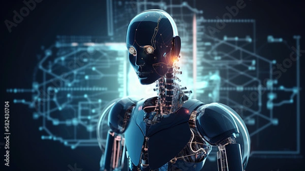 Fototapeta AI logical techniques for data analysis, data evaluation, and statistics. Science and artificial intelligence technology. innovation and futuristic. AI. Machine learning. generative ai.