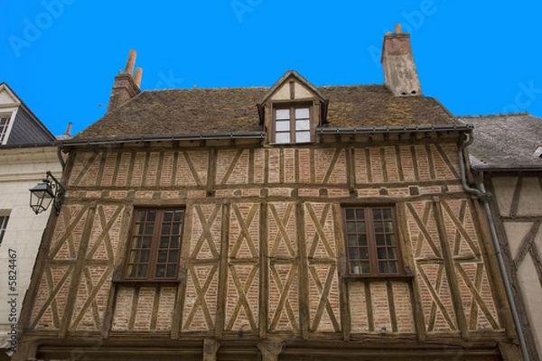 Fototapeta maison à colombages, amboise, centre-ville, touraine, france