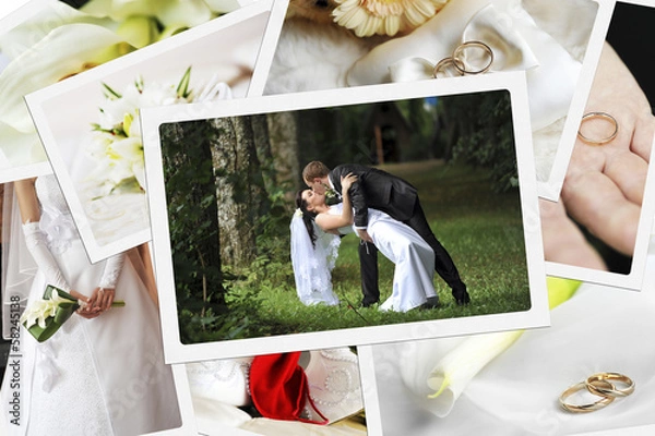 Obraz stos zdjęć ślubnych