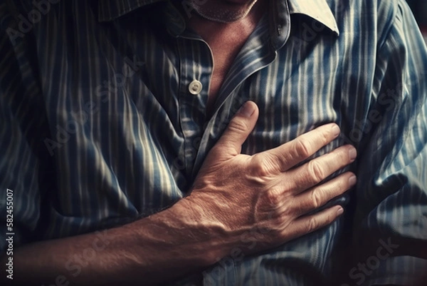 Fototapeta People in Pain from Heart Attack. Generative Ai