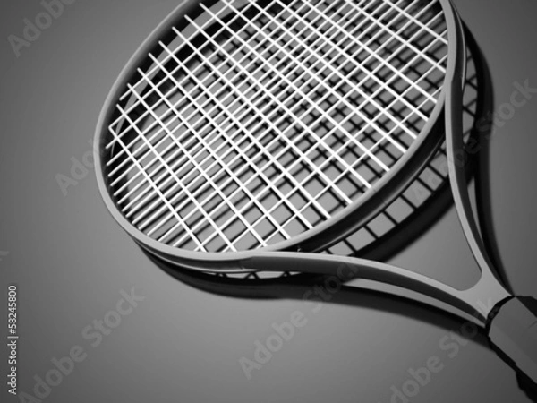 Obraz Black tennis racket rendered on dark