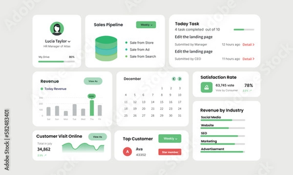 Obraz UI Design Cards and Elements - User Experience