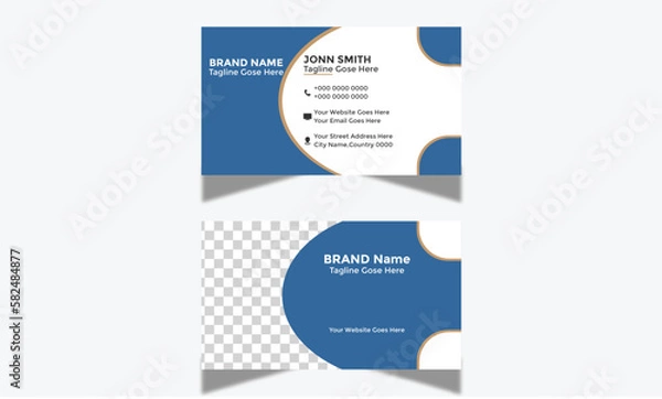 Fototapeta Professional Modern Corporate and Creative Business Card Design Template Double-sided -Horizontal Name Card Simple and Clean Visiting  Card Vector illustration Colorful Business Card