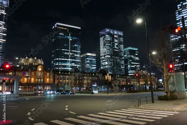 Fototapeta 夜の東京駅：丸の内口（加工あり）