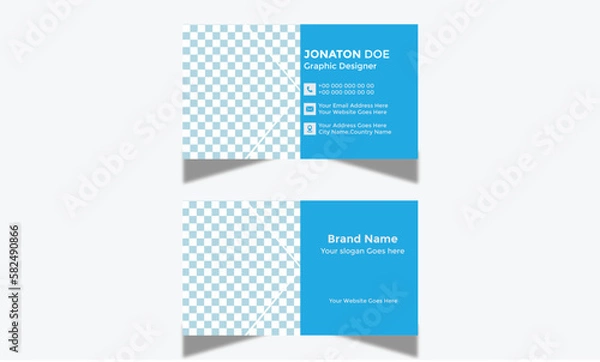 Fototapeta Modern Corporate and Creative Business Card Design Template Double-sided -Horizontal Name Card Simple and Clean Visiting  Card Vector illustration Colorful Business Card