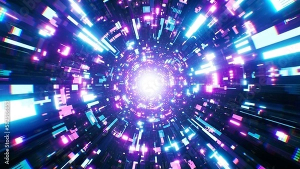 Obraz Texture effect background of shiny technology pattern data tunnel
