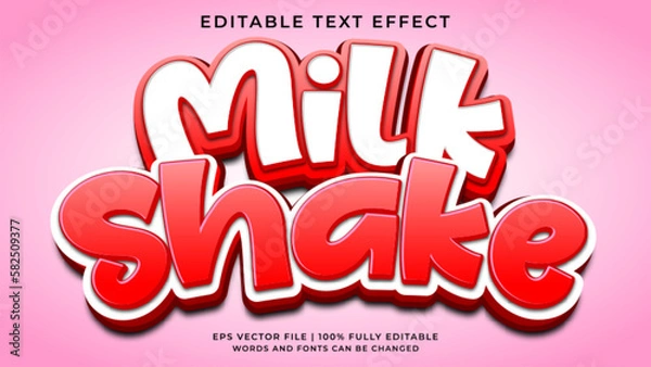 Fototapeta Milk shake 3d editable text effect