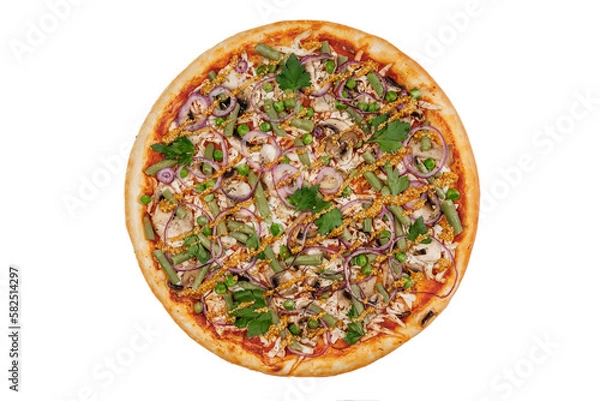 Fototapeta appetizing fresh pizza on white background for online restaurant menu