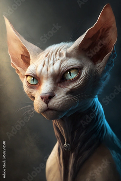 Fototapeta Portrait cute white kitty cat, generative AI