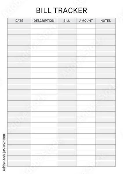 Obraz Bill Tracker Planner