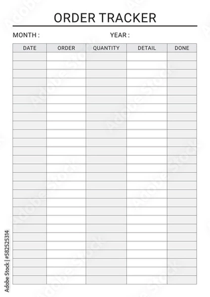 Fototapeta Order Tracker Planner