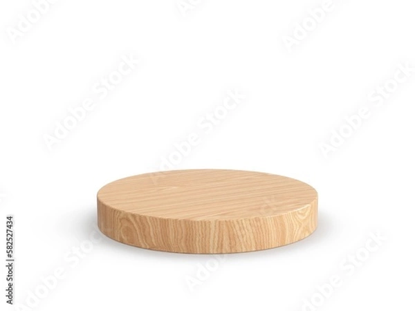 Obraz 3D Rendering  Wooden product stage isolated on white background