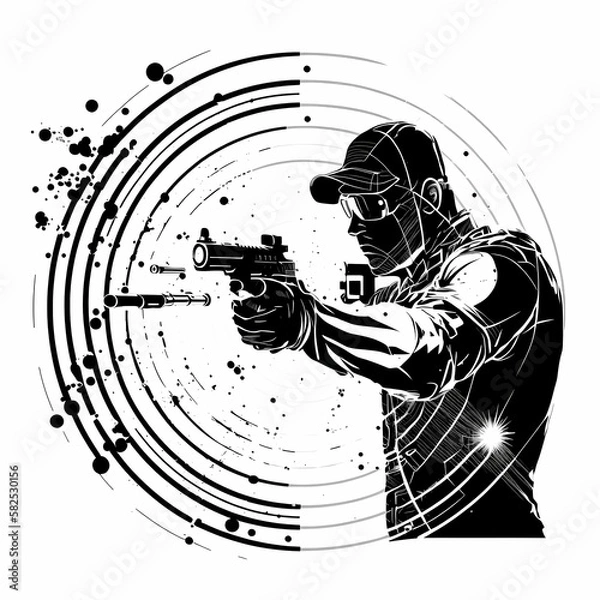 Obraz shooting training silhouette. Generative AI