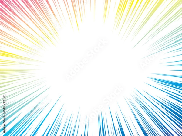 Fototapeta カラフル漫画集中線背景