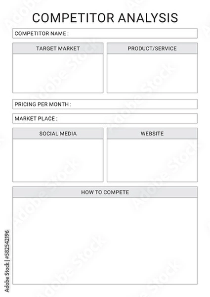Fototapeta Competitor Analysis Planner