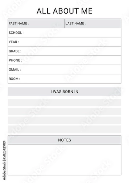 Obraz All About Me Planner