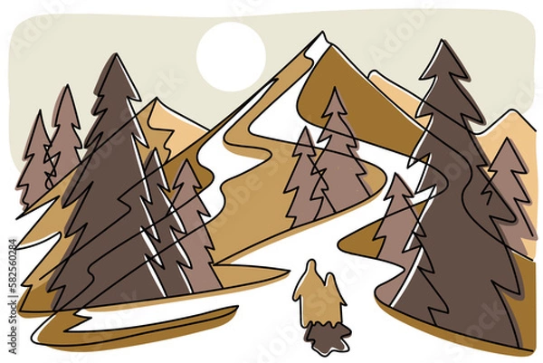 Obraz Illustration of the landscape. Sunset in the mountains.