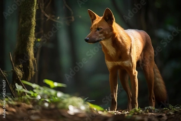 Fototapeta Wild Dhole, created with Generative AI technology