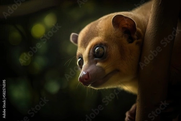 Fototapeta Adorable Kinkajou in the Tropical Rainforest, created with Generative AI technology