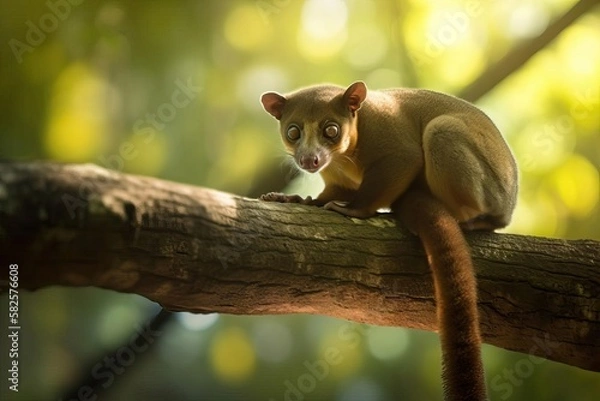 Obraz Adorable Kinkajou in the Tropical Rainforest, created with Generative AI technology