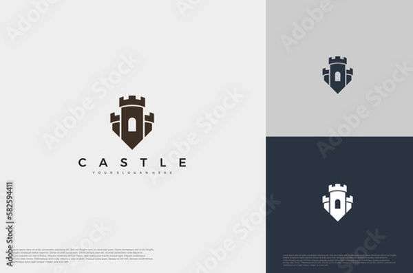 Fototapeta simple medieval castle Logo illustration vector design template