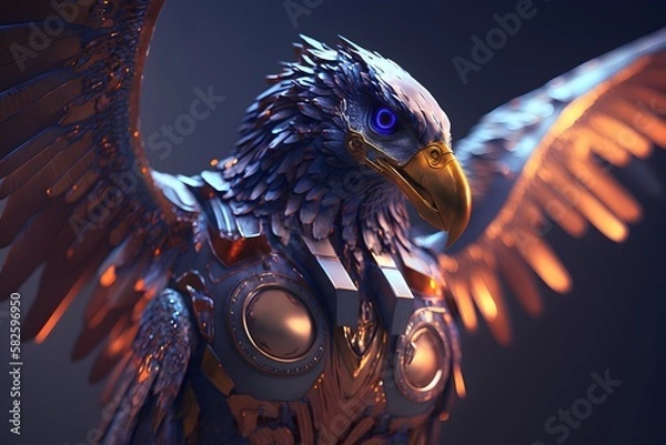 Obraz Robot eagle created using AI Generative Technology