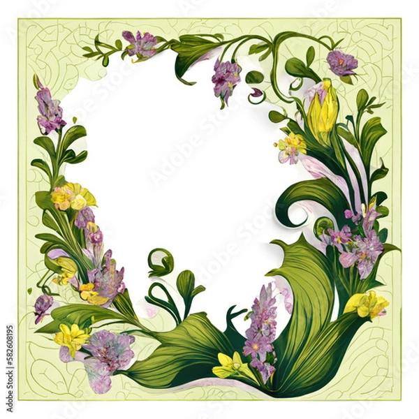 Fototapeta Springtime Brocade Boarder, AI Generated 