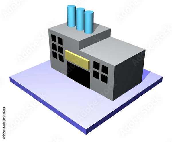 Fototapeta 3d art of a factory building. 
