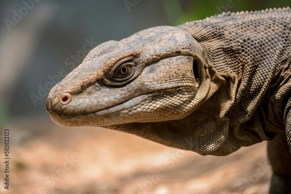 Obraz The Komodo dragon, also known as the Komodo monitor (Varanus komodoensis), is a species of monitor lizard that is unique to the Indonesian islands of Komodo, Rinca, and Flores. Generative AI