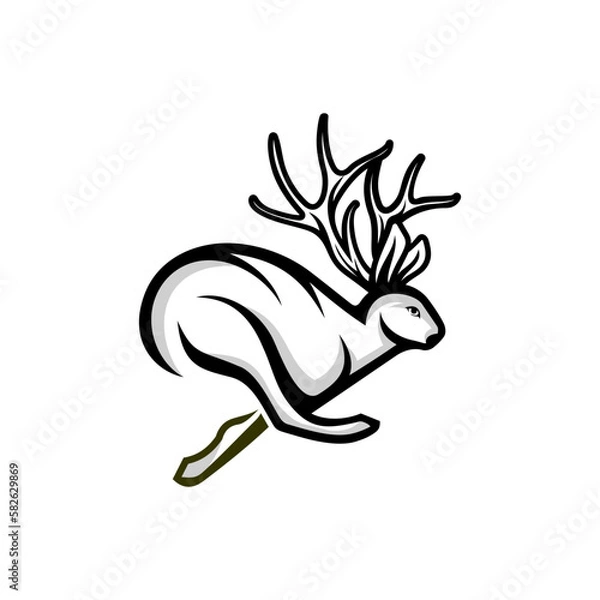 Obraz Jackalope Fast Running Outline Animal Art Design Illustration Silhoutte Logo Graphic Design