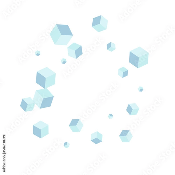 Obraz Blue-gray Cube Background White Vector. Block Network Template. Monochrome Geometric Connection Texture. Perspective Design. White Object Cubic.